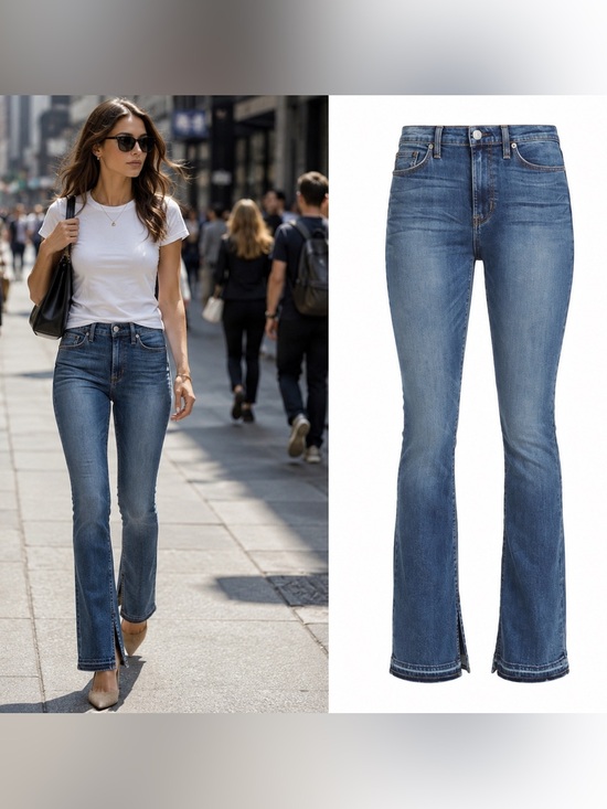 Hudson Jeans Denim - Hudson Heartbreaker High Rise Bootcut Jeans Size 28 Blue Slit Hem Stretch Denim